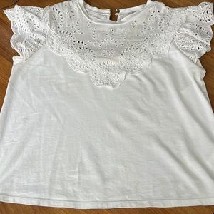 SEA EYELET NECKLINE TOP